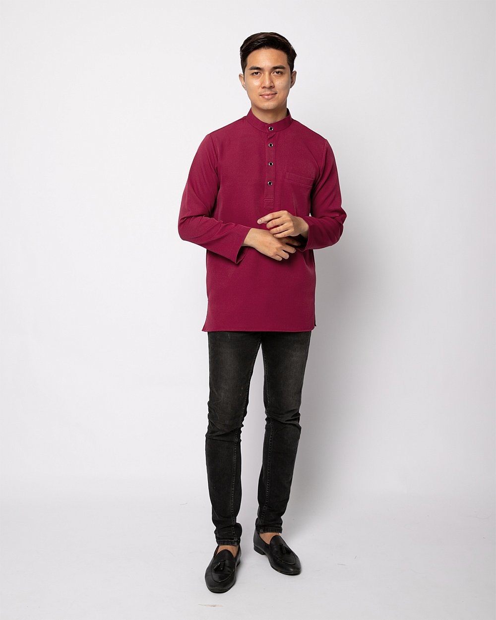 HELMICO KURTA BUTTON - BURGUNDY