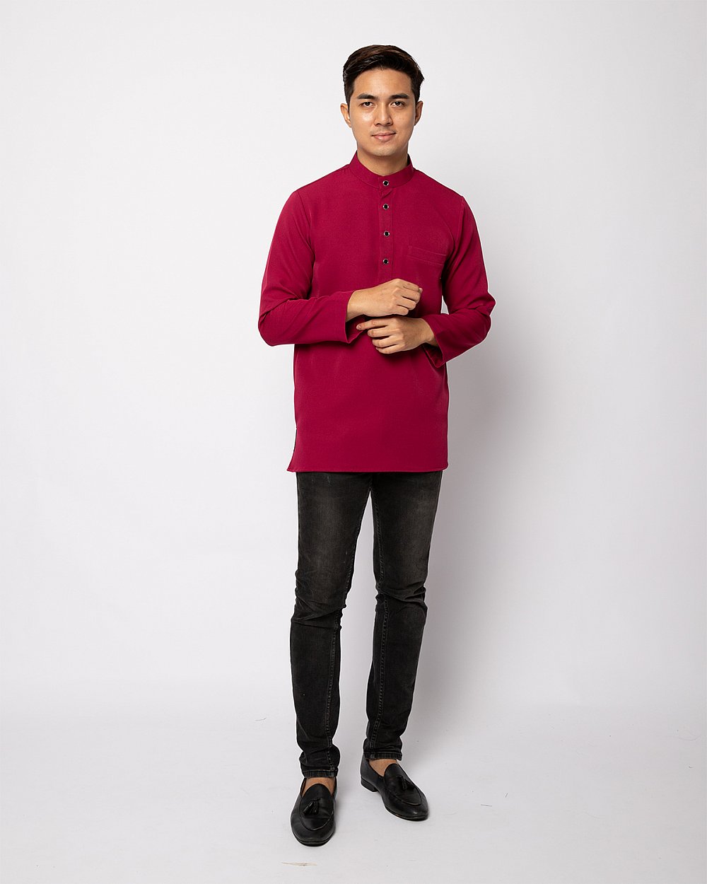HELMICO KURTA BUTTON - BURGUNDY