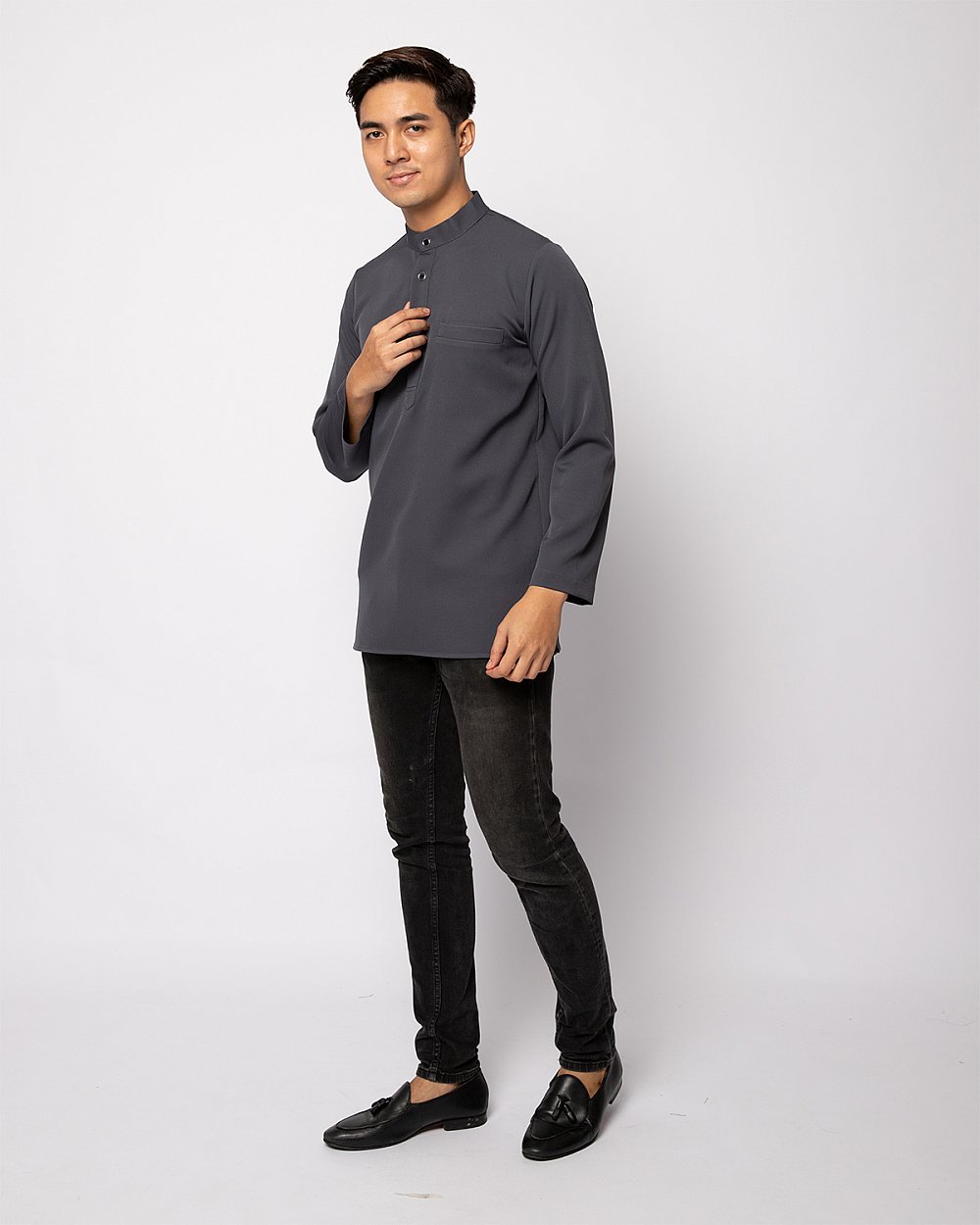 HELMICO KURTA BUTTON - DARK GREY