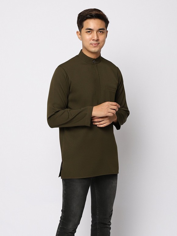 AUFMAN KURTA ZIP - DARK OLIVE AUFMAN KURTA ZIP - DARK OLIVE