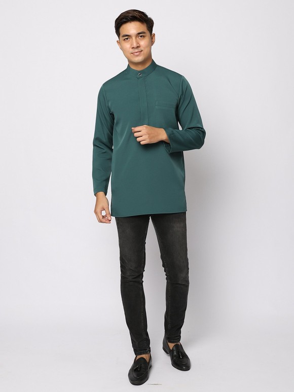 AUFMAN KURTA ZIP - ANTIQUE GREEN AUFMAN KURTA ZIP - ANTIQUE GREEN