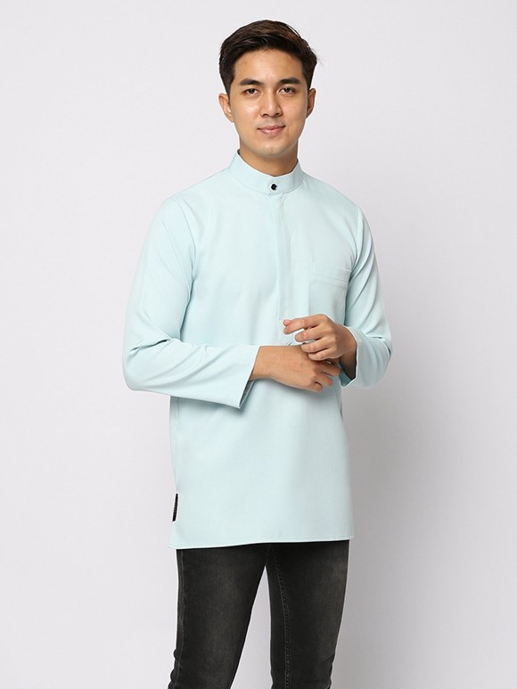 AUFMAN KURTA ZIP - PALE TURQUOISE AUFMAN KURTA ZIP - PALE TURQUOISE