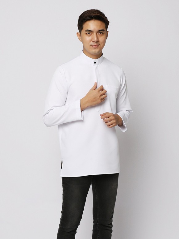 AUFMAN KURTA ZIP - WHITE AUFMAN KURTA ZIP - WHITE