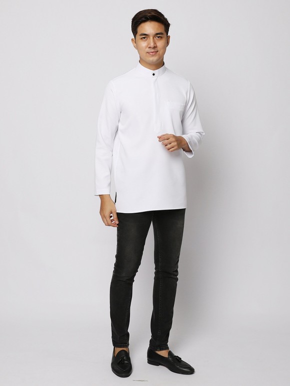 AUFMAN KURTA ZIP - WHITE AUFMAN KURTA ZIP - WHITE