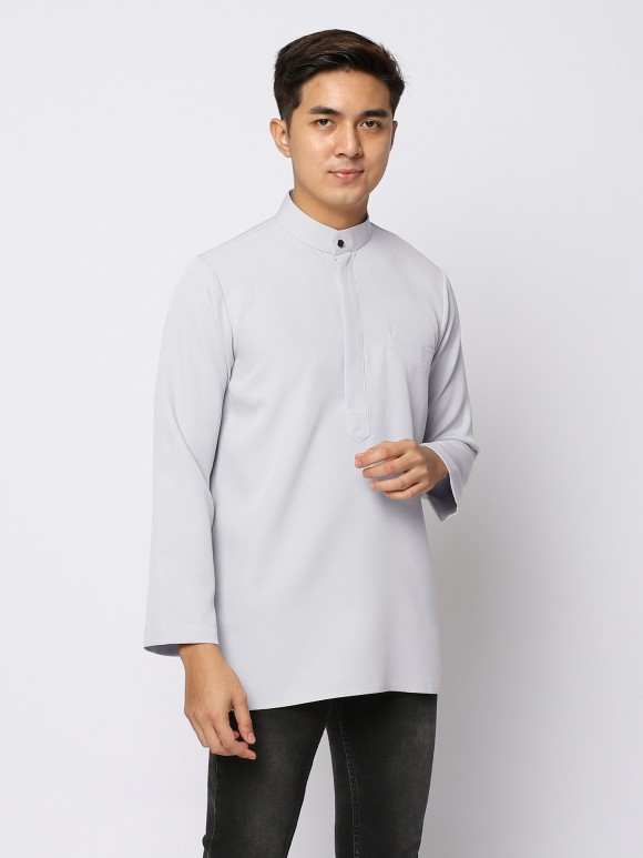 AUFMAN KURTA ZIP - SILVER GREY AUFMAN KURTA ZIP - SILVER GREY