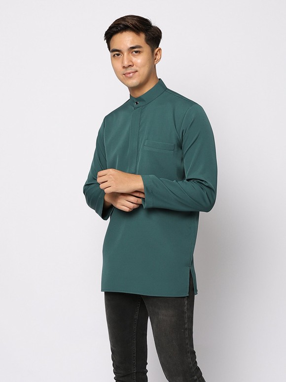 AUFMAN KURTA ZIP - ANTIQUE GREEN AUFMAN KURTA ZIP - ANTIQUE GREEN