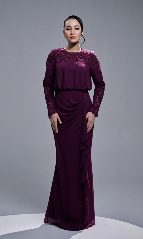 ALEESA DRESS - DARK PURPLE ALEESA DRESS - DARK PURPLE