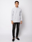 HELMICO KURTA BUTTON- SILVER GREY