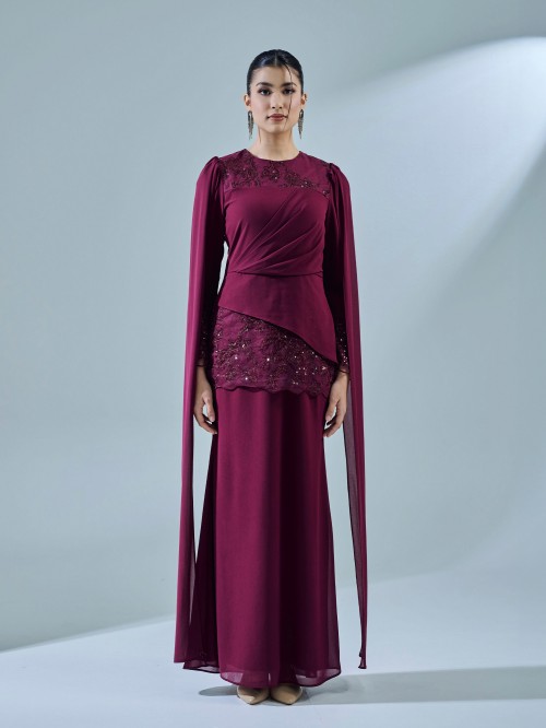 KESNIA DRESS - BURGUNDY