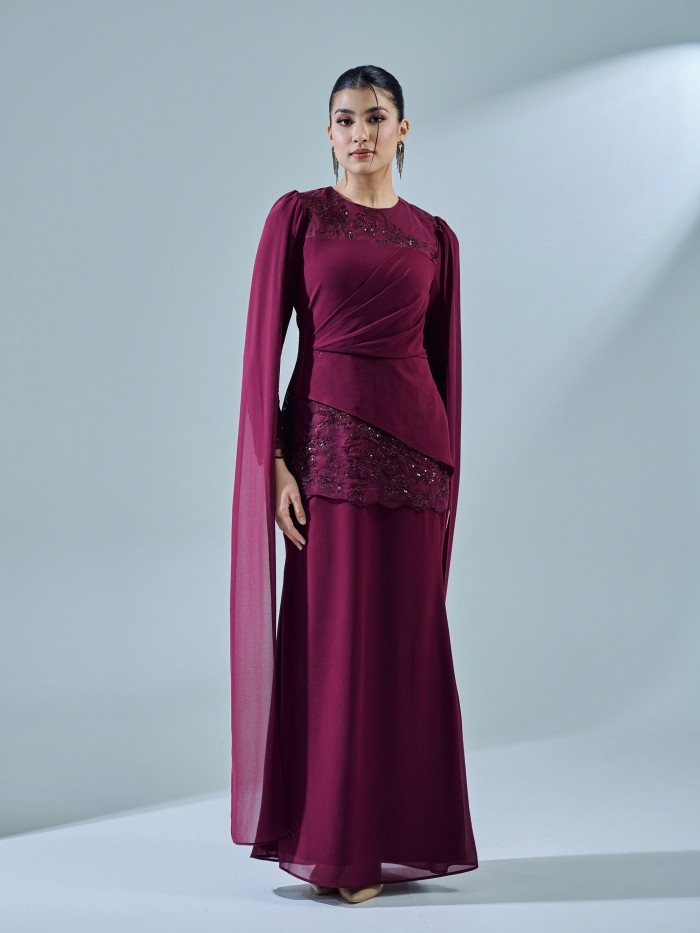 KESNIA DRESS - BURGUNDY