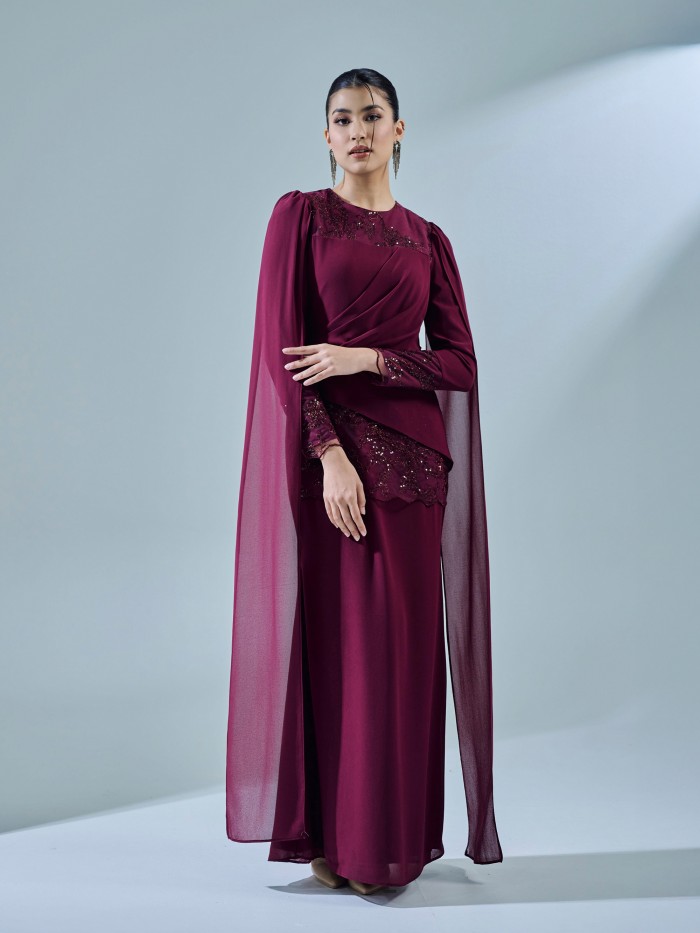 KESNIA DRESS - BURGUNDY