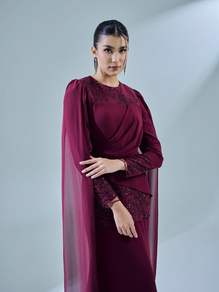 KESNIA DRESS - BURGUNDY