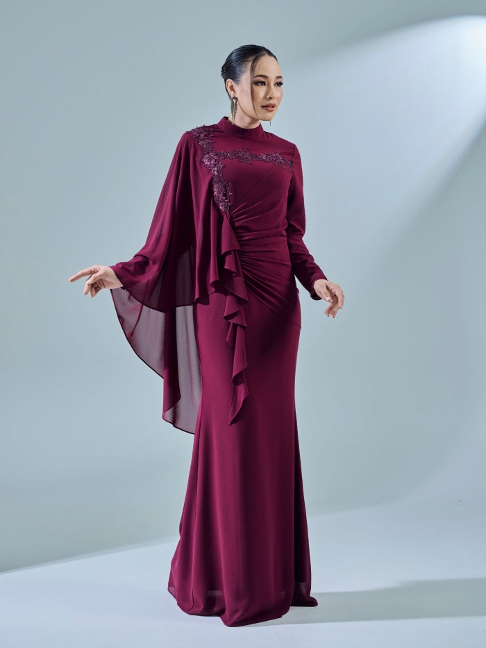 EMILA DRESS - BURGUNDY