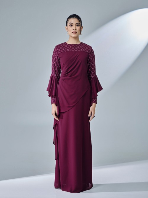 MISLIA DRESS - BURGUNDY