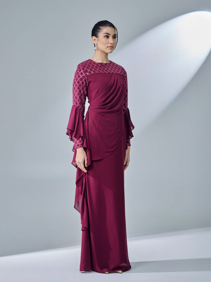 MISLIA DRESS - BURGUNDY