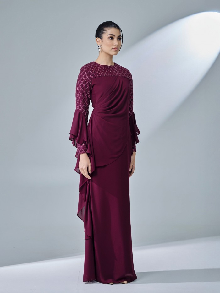 MISLIA DRESS - BURGUNDY