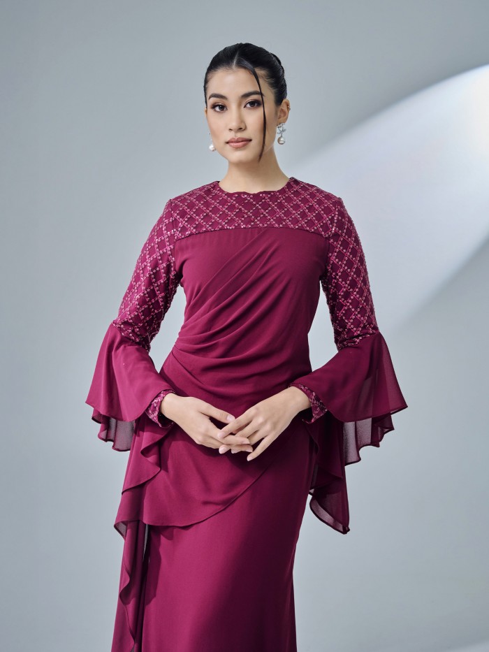 MISLIA DRESS - BURGUNDY