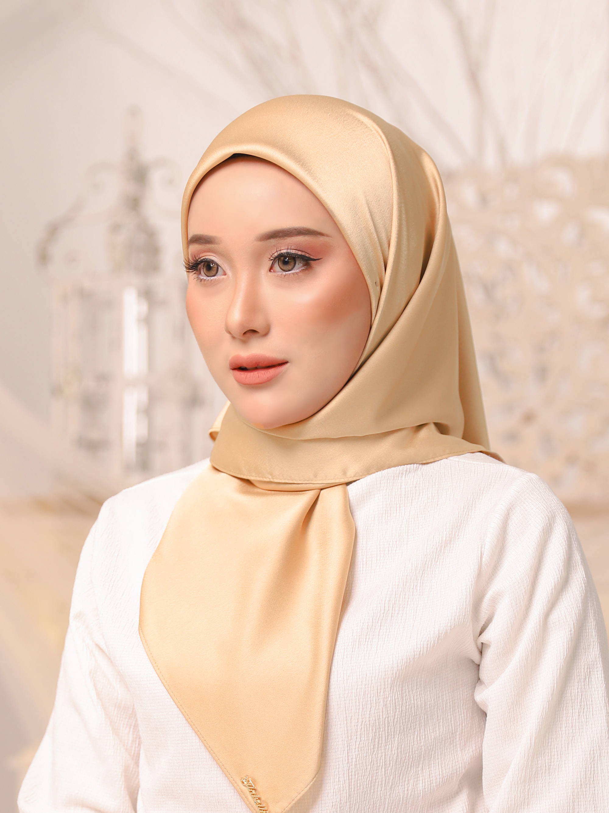 J.Labella Atelier | Ready Made Designer Contemporary Kurung & Dresses &  Jubah. | BOSS BIRTHDAY SALE HIJAB COLLECTION OLIVIA SQUARE OLIVIA SQUARE - NUDE  GOLD