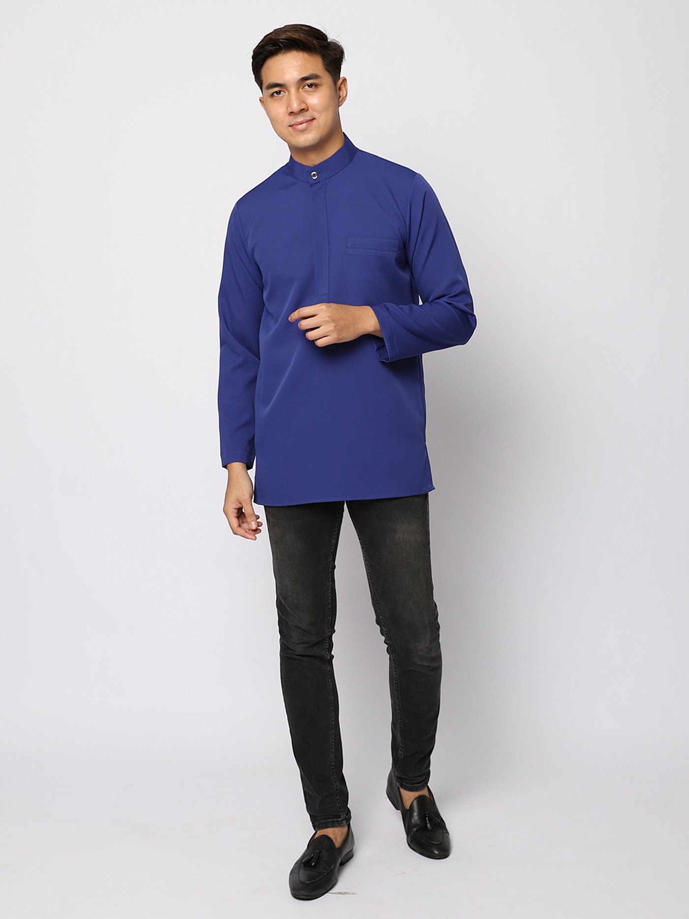 AUFMAN KURTA ZIP - INDIGO BLUE AUFMAN KURTA ZIP - INDIGO BLUE